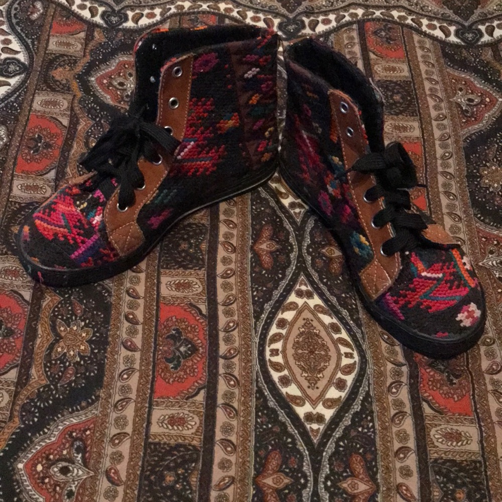 Guatemalan textile high top shoes